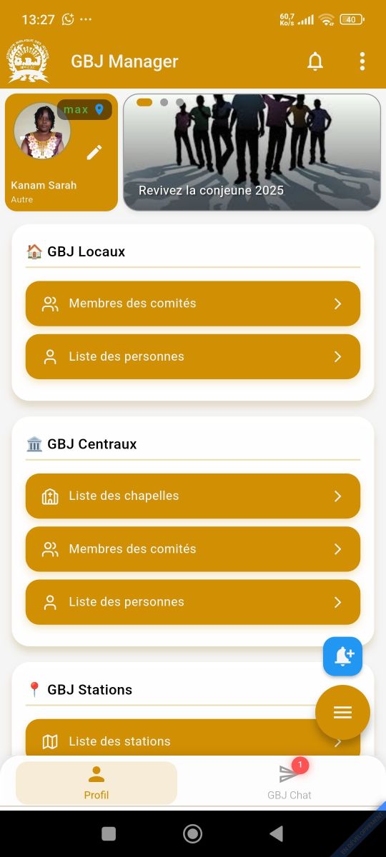 Aperçu de l’application GBJ Manager